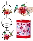 iBorn Circular Hanging Hummingbird feeders for Outdoors 3PCS...