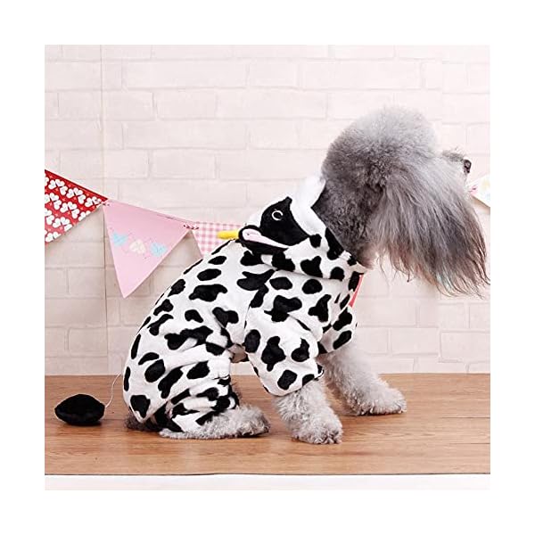 Dog cow costume - adorable halloween dog costumes cow style hoodie soft and comfortable jumpsuits for small dog white - image 6