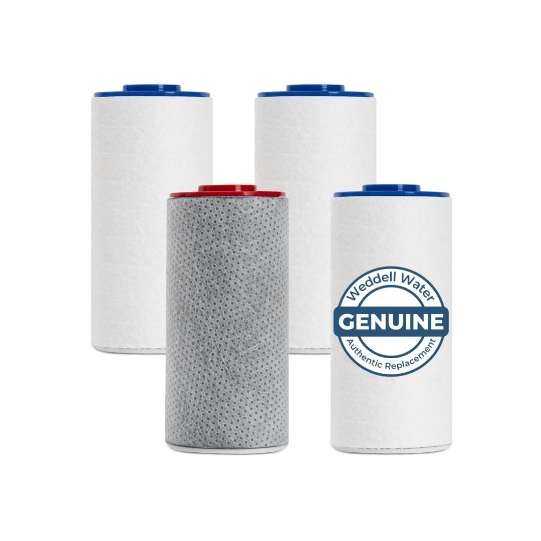 Weddell Duo Shower Filter Replacement Cartridges Full Set + Extra Filters - NSF Certified Shower Filter, Removes Chlorine, PFAS, & Particulates, Clinically Tested For Healthier Skin & Hair (3+1)