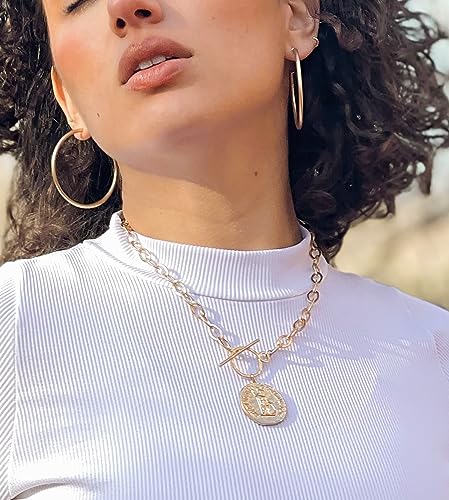 POMINA Classic Gold Hoop Earrings for Women Basic Trendy Tubular Open Round Matte Gold Silver Hoops, 2 Inches (Gold) - Image 5