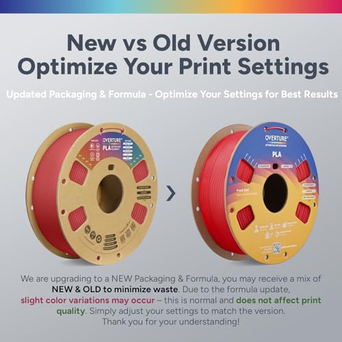 Image of OVERTURE High Speed PLA Filament 1.75mm, Neatly Wound 3D Printer Filament 1kg Spool (2.2lbs) Rapid PLA, Dimensional Accuracy + /- 0.02 mm, Fit Most FDM 3D Printers (Fresh Red)