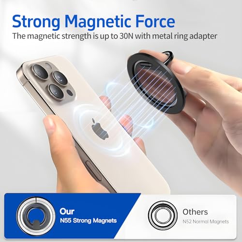 Image of Magnetic Phone Ring for MagSafe Phone Grip,Magnetic Cell Phone Stand Holder Finger Ring[Thin and Light Design] for iPhone Can Rotate 360 Degrees Compatible with iPhone12-17Series-Light Purple