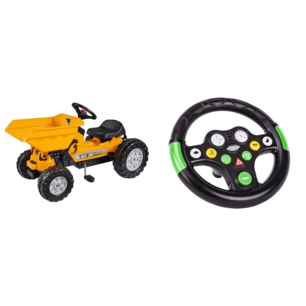 Big - Jim Dumper - Kinderkipper Spielfahrzeug, 3-Fach Verstellbarer Sitz & Big - Traktor-Sound-Wheel - Lenkrad mit verschiedenen Traktor-Sounds, für Bobby Cars ab dem Baujahr 2010