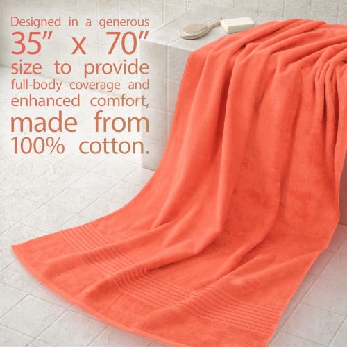Image of Cotton Paradise 100% Cotton Turkish Towel Set, Soft Absorbent Quick Dry, 2 Piece 35x70 Bath Sheet Set, Coral