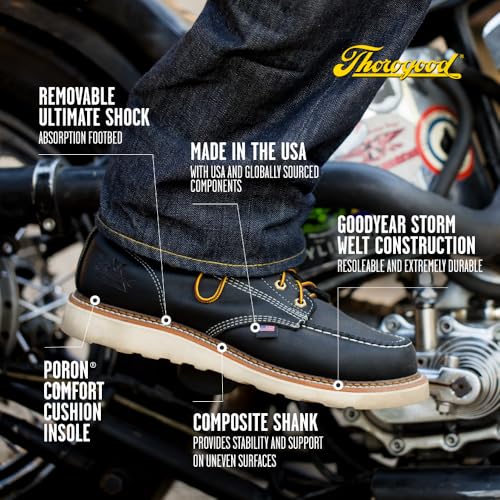 Image of Thorogood American Heritage 6 inch Steel Toe Work Boots for Men - Full-Grain Leather with Moc Toe, Slip-Resistant Wedge Outsole, and Comfort Insole; EH Rated