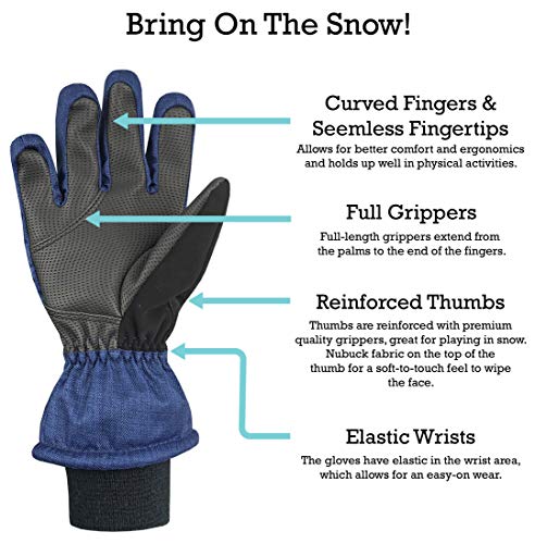 Image of N'Ice Caps Kids Waterproof Winter Thinsulate Warm Gloves | Boys and Girls Snow Ski Gloves with Durable Grippers on Palms, Fingers and Thumbs, 3M Insulation Ideal for Cold Weather