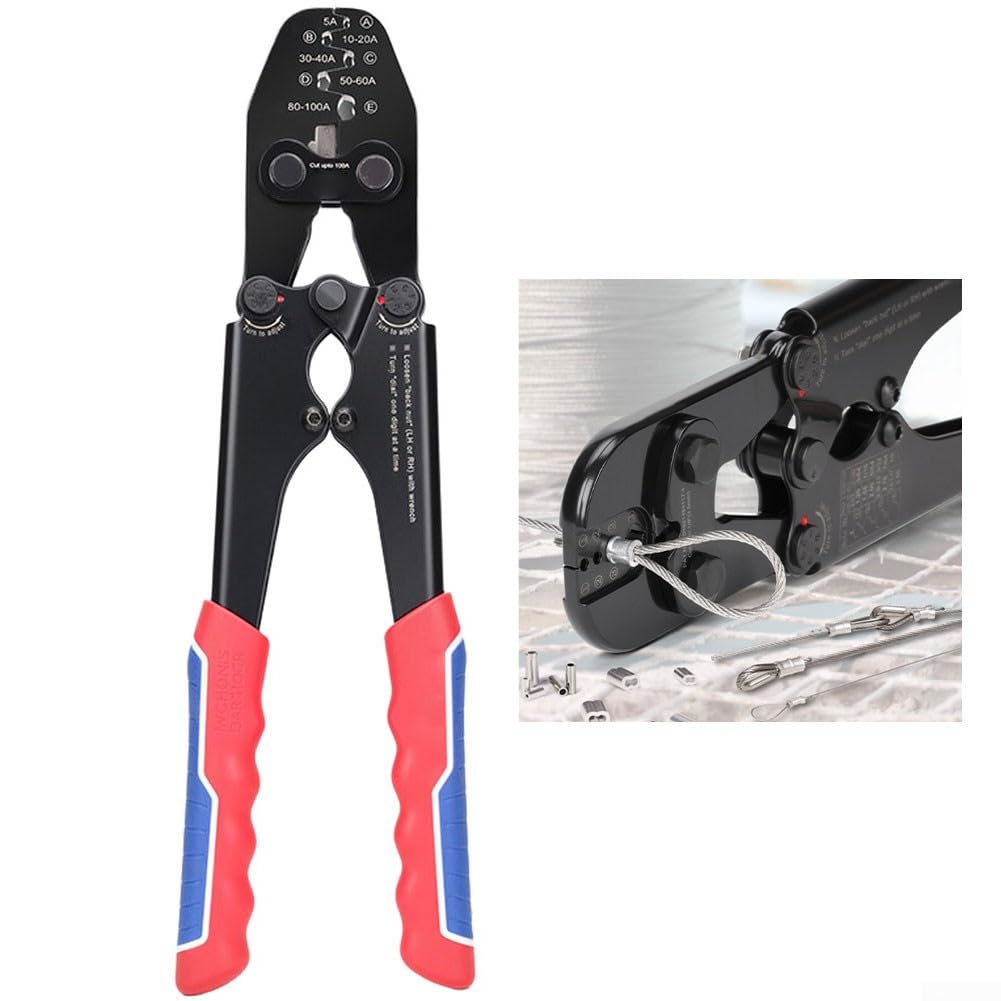 Pinza crimpatrice in alluminio, pinza crimpatrice a 8 forme per funi metalliche, manico rotondo in alluminio, attrezzatura da pesca per camper, yacht, attrezzi da esterno