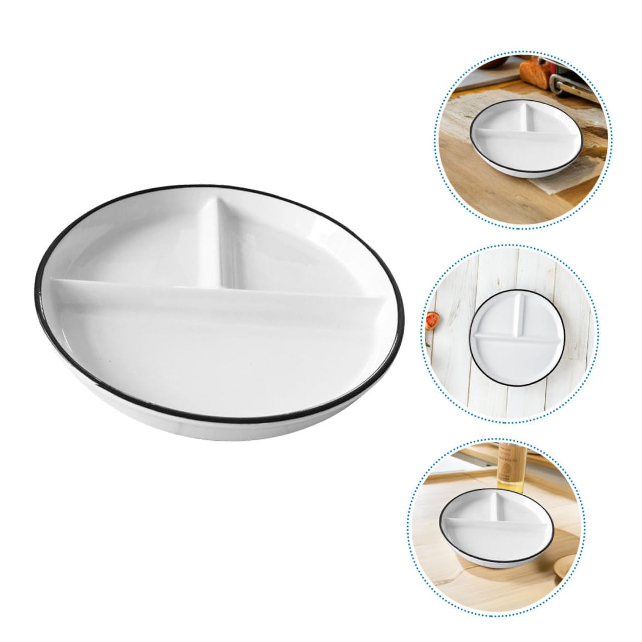 Assiette de Service Compartimentée en Céramique Blanche