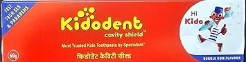 Kidodent Cavity Shield Kids Toothpaste, Bubble Gum Flavour, Fluoride, 60g, for Children, Pack of 1