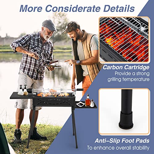 Giantex Charcoal Grill With Automatic Rotisserie Kit, 2 Folding Side Tables, Detachable Legs, Portable Chicken Roaster Turkey Kabab Grill, Quick Setup For Backyard Barbecue Camping #TOP3