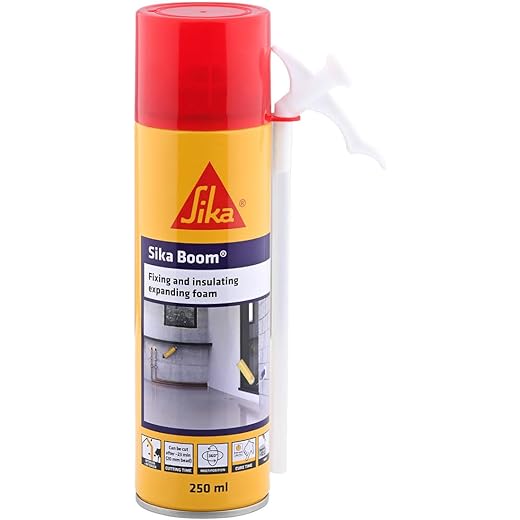 SIKA – PU expanding foam spray – SikaBoom AP – Single component polyurethane foam – Fast curing – HFC-free – Easy to apply – 250 ml – Light Yellow
