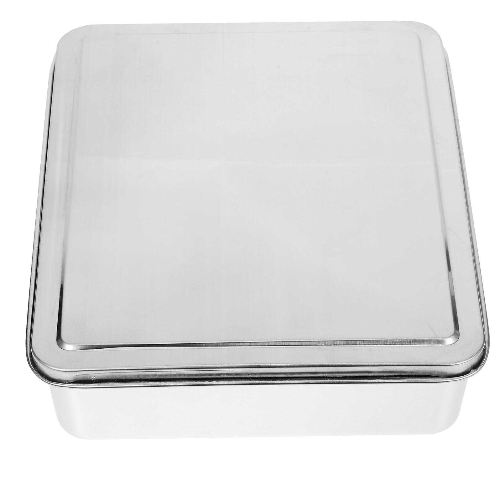 Beavorty Teglia da Forno in Acciaio Inox Coperchio 28X22X6 CM, Tortiera Rettangolare Antiaderente per Dolci e Tiramisù, Contenitore per Biscotti per Uso Domestico