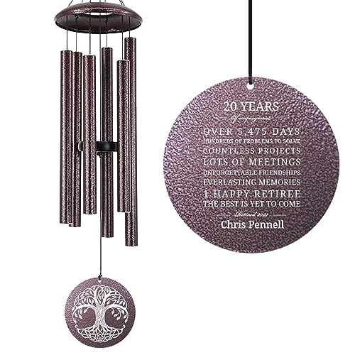 Image of ASTARIN Custom Retirement 36 inch Wind Chimes for Women Man 2024, Happy Retirement 20 Years Gift Gifts for Teacher Coworkers Mom Dad Nurse Boss, Personalized Tree of Life Wind Chime Retiree Gift Ideas