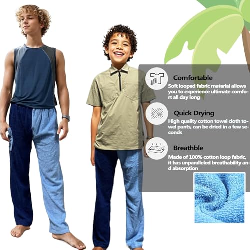 Cotton Terry Towel Pants, Towel Pants for Swimmers, Resort Wear, Beach Coverup, Swim Wear3