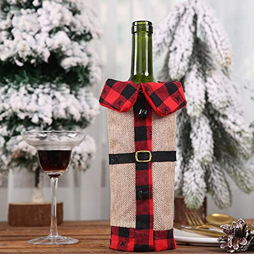 Outgeek – Saco de garrafa de vinho xadrez decorativo de Natal 2 peças