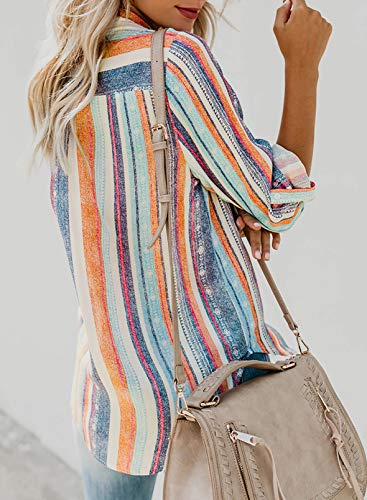 BLENCOT Blusa Elegante a Strisce Donna Camicia