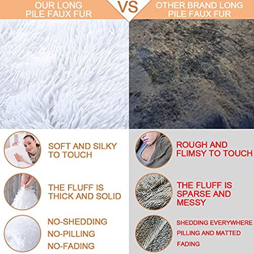 YUSOKI Twin Size Faux Fur Throw Blanket(White,60" x 80"),Whithout Pillows,Winter Lightweight Plush Fuzzy Soft Cozy Microfiber Comfy Bed Blanket for Women Kids Girls Couch Sofa Washable