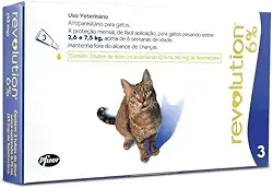 Revolution. 6% Azul-Cx.45mg, 0,75ml Gatos Zoetis para Gatos - 3 Pipetas