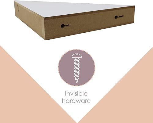 Vista 13 de Home Basics Estante flotante pequeño de esquina (paquete individual), estante flotante de MDF gris lavado Estante contemporáneo para decoración