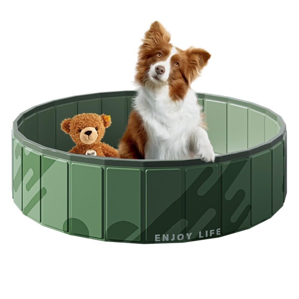 Tqqinglang Green Pvc Foldable Pet Pool Portable Dog Bathing Tub Outdoor Swimming Pool For Dogs Cats Easy Storage Lightweight Durable (, S（80Cm*20Cm）)