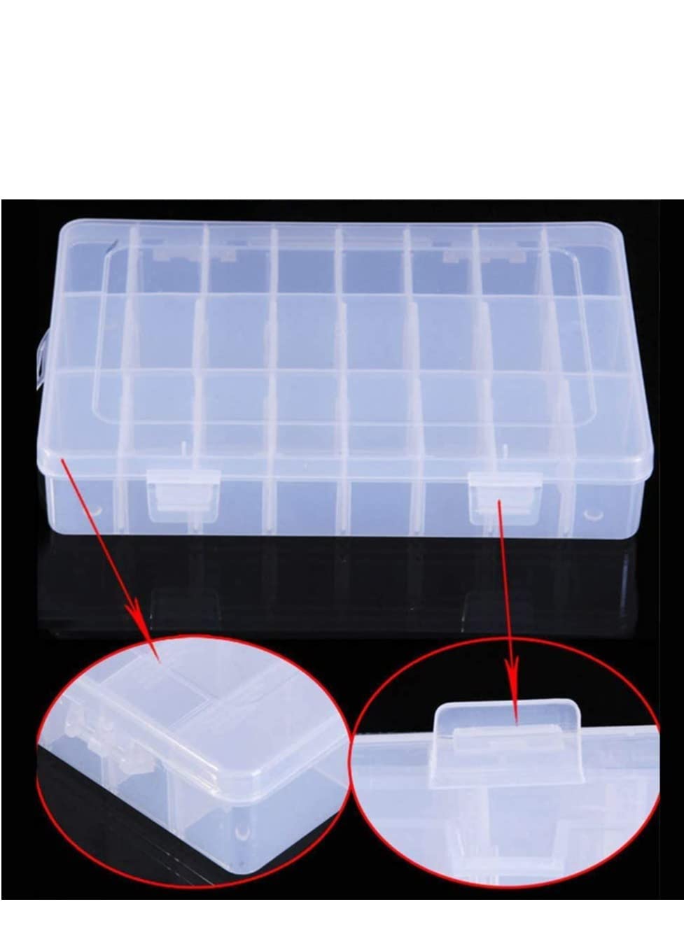 Clear Plastic Adjustable Divider Removable 24 Grid Compartment (20 x 13 x3.6cm) 1 Pieces