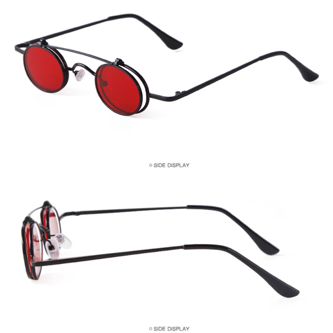 Gafas de sol con protección UV400 | Redondas pequeñas de metal ovaladas | Para mujeres y hombres, deportes al aire libre y conducción
