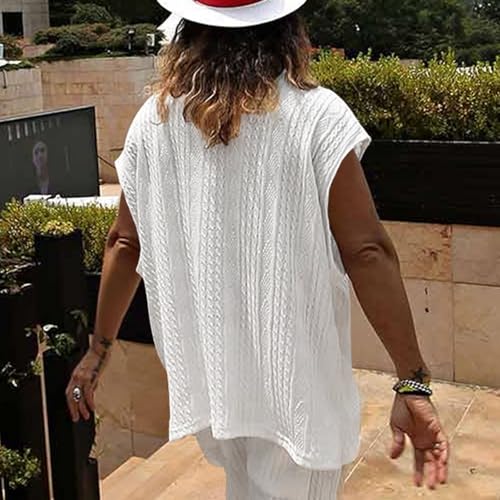 Men's Lightweight Casual Sweater Vest, Loose V-Neck Cable Knit Pullover Tops Going Out Fashion Cap Sleeve Vests4