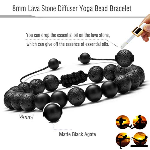 Hamoery Men Women 8mm Lava Rock Aromatherapy Anxiety Essential Oil Diffuser Bracelet Braided Rope Natural Stone Yoga Gifts Beads Bracelet Bangle-210172