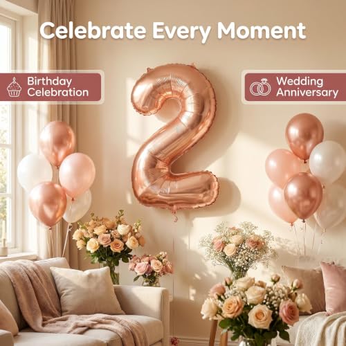Image of YPSelected 32 Inch Large Foil Helium Number Balloon Birthday Wedding Party 0-9 (Orange, 2)