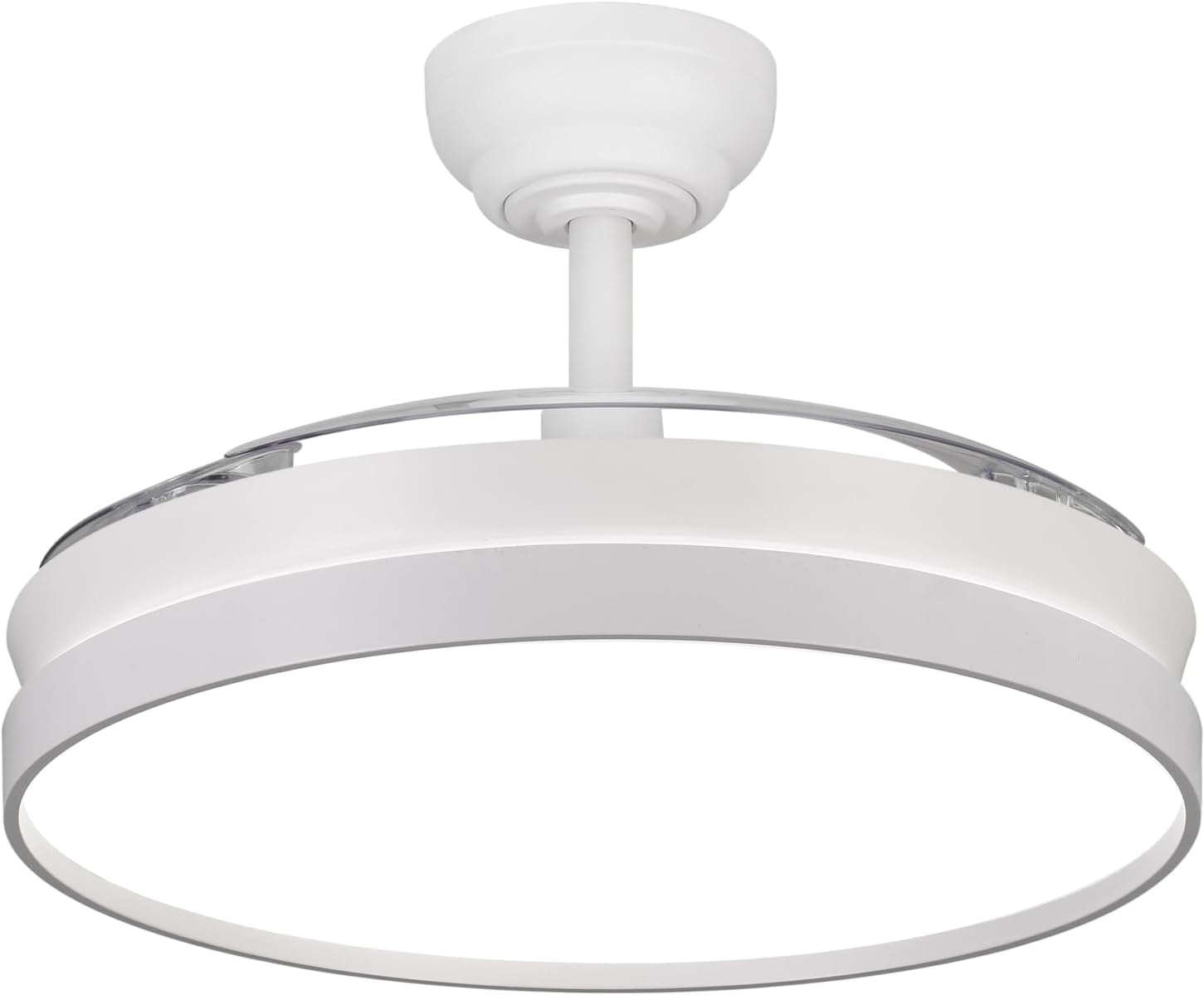 LEDUNI Ventilador de techo color Blanco 72W 7590lm,Aspas retráctiles,Motor DC 30W, Luz LED 42W Regulable en intensidad y color (tonalidad) Mando a distancia Controlador incorporado