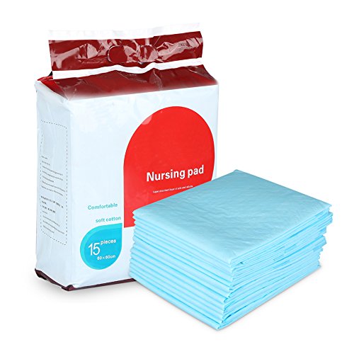 Disposable Urinary Incontinence Pad, 15PCS / Pack Child Adult Elderly Pee Absorbency Bed Underpads, 23.6 X 23.6 inch (Blue)