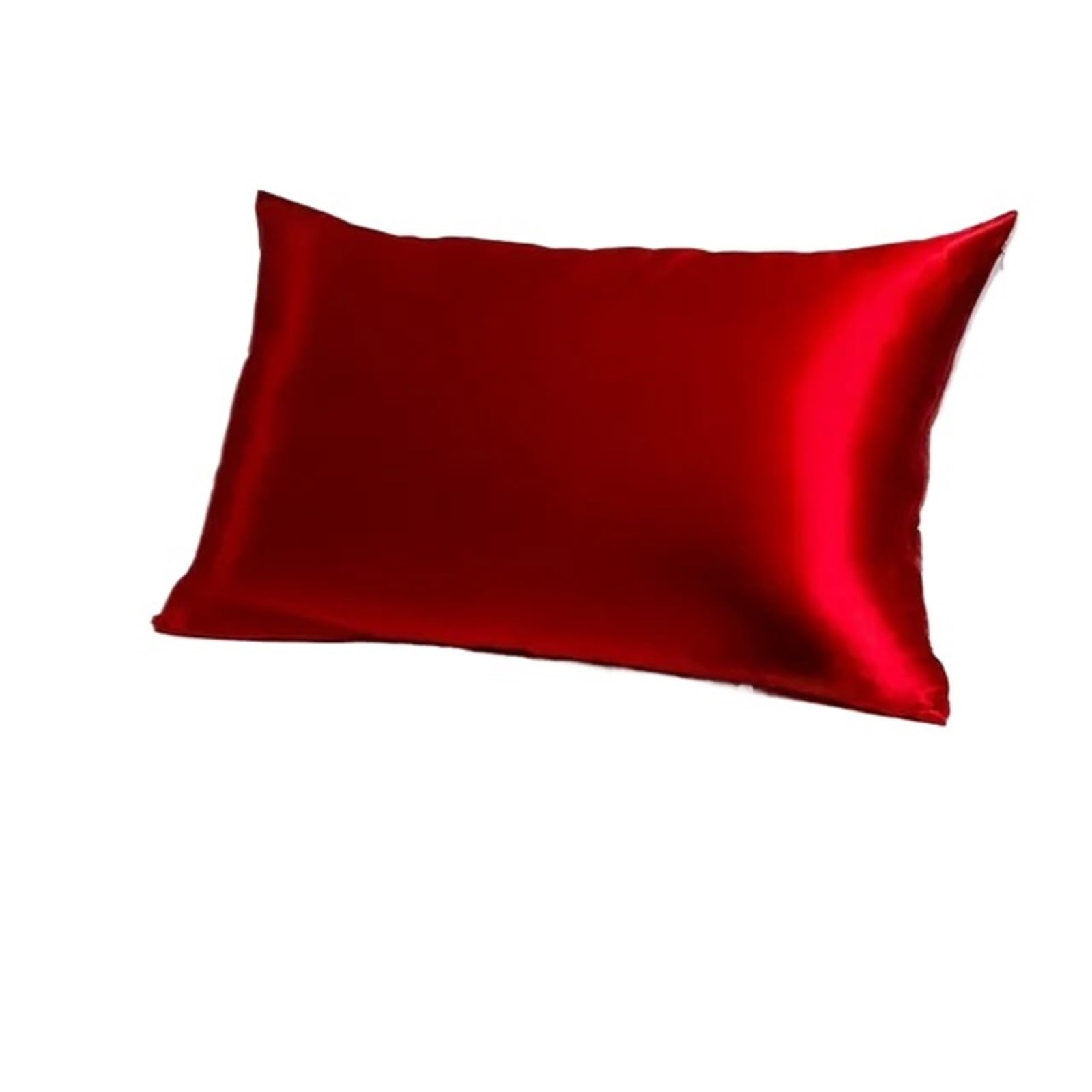 Mulberry Silk Pillowcase, Improve Sleep, Seat for Bedding(Red,20x30 inch)