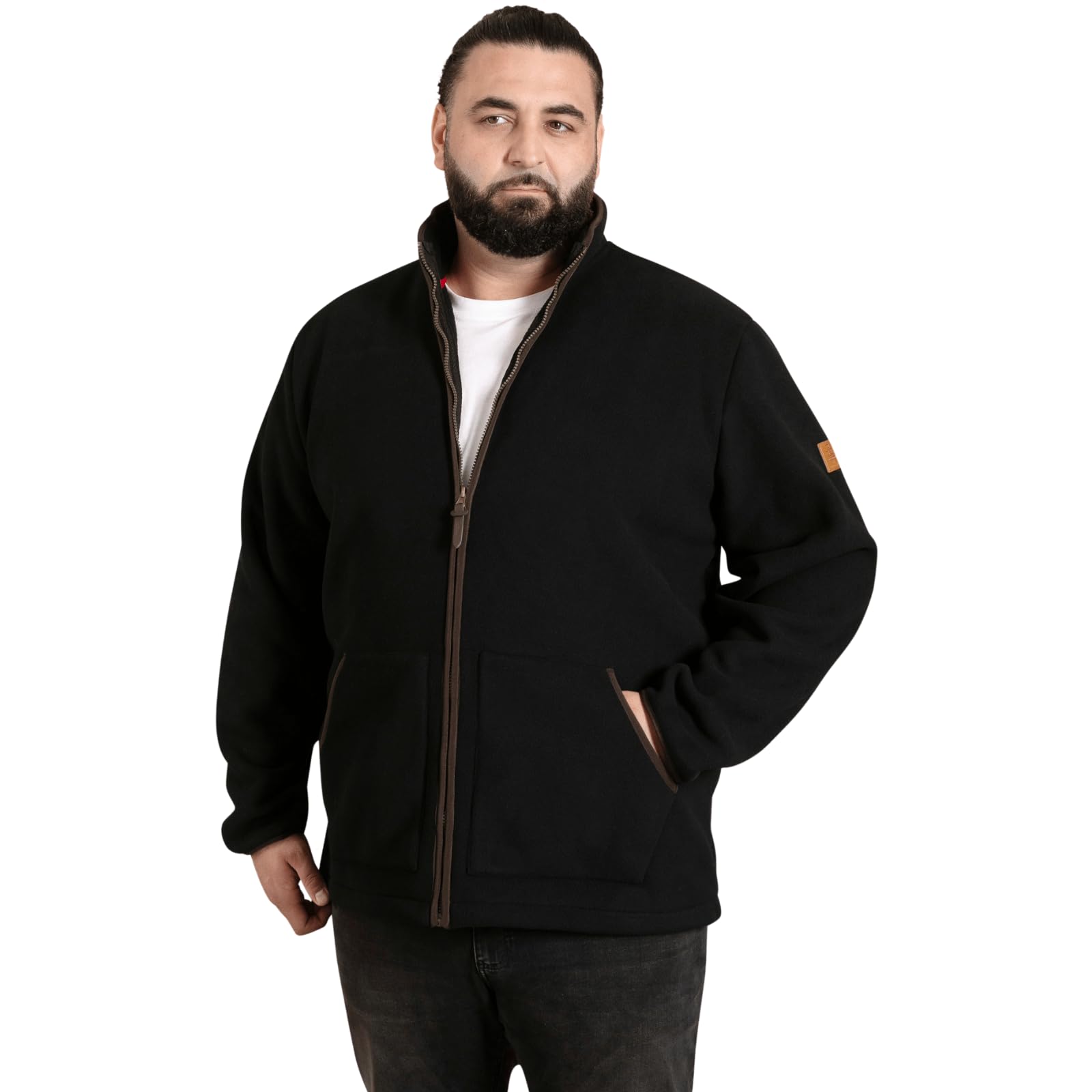 D555 Zip Through Bonded Micro Fleece Jacket With Sherpa Lining, Black, Size 5Xl, Men