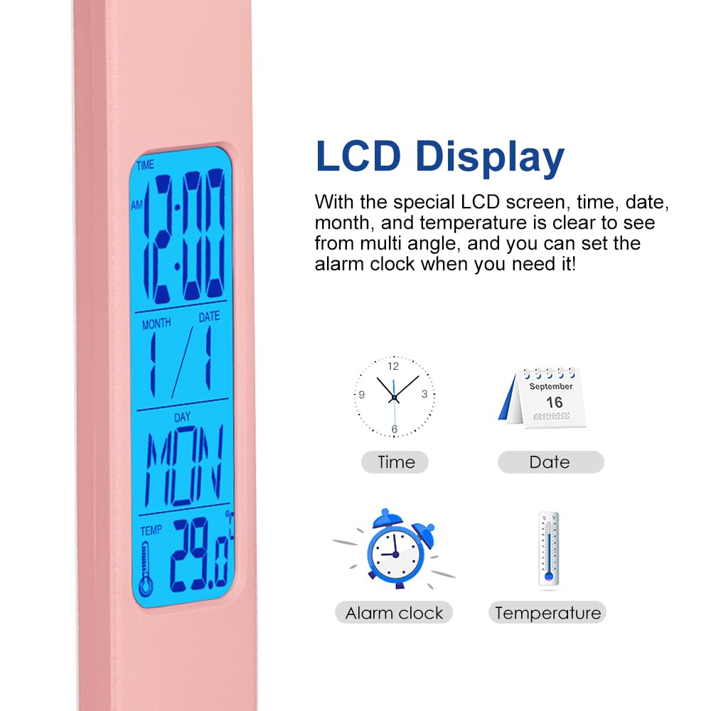 LED Desk Lamp, Desk Lamp with Wireless Charger, Table Lamp with Clock, USB Charging Port, Phone Holder - Image 3