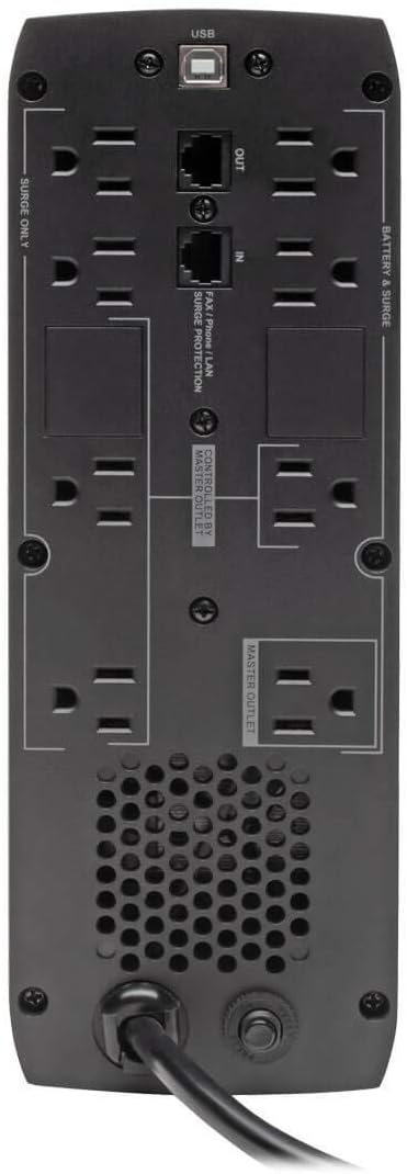 Tripp Lite 1000VA UPS Battery Backup Surge Protector ENERGY-STAR Certified, AVR, 8-Outlet Uninterruptible Power Supply, USB Charging, RJ45 Protection, 3-Year Warranty & $250,000 Insurance (ECO1000LCD)