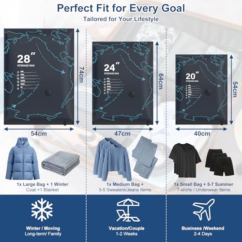 Image of Vacuum Seal Bags for Travel with Pump - 12 Pack Luggage Vacuum Bags