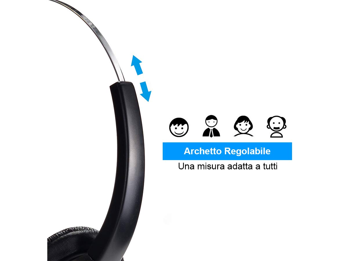 A2ZWORLD VH500-RJ9 Cuffia Monoaurale RJ9 Microfono Auricolare Professionale per Telefono Fisso IP Phone Ufficio Azienda Compreso Adattatore Libera Le tue Mani