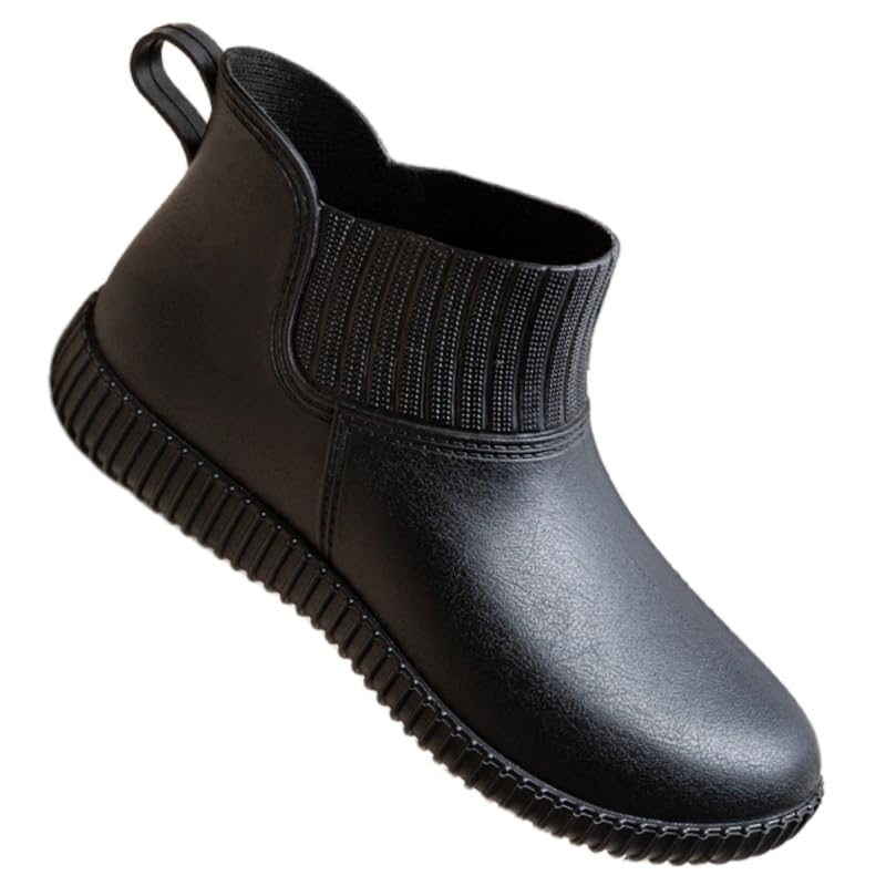 Womens slip-resistant and durable plain-color flat-bottom rain boots waterproof rubber shoes suitable for outdoor work