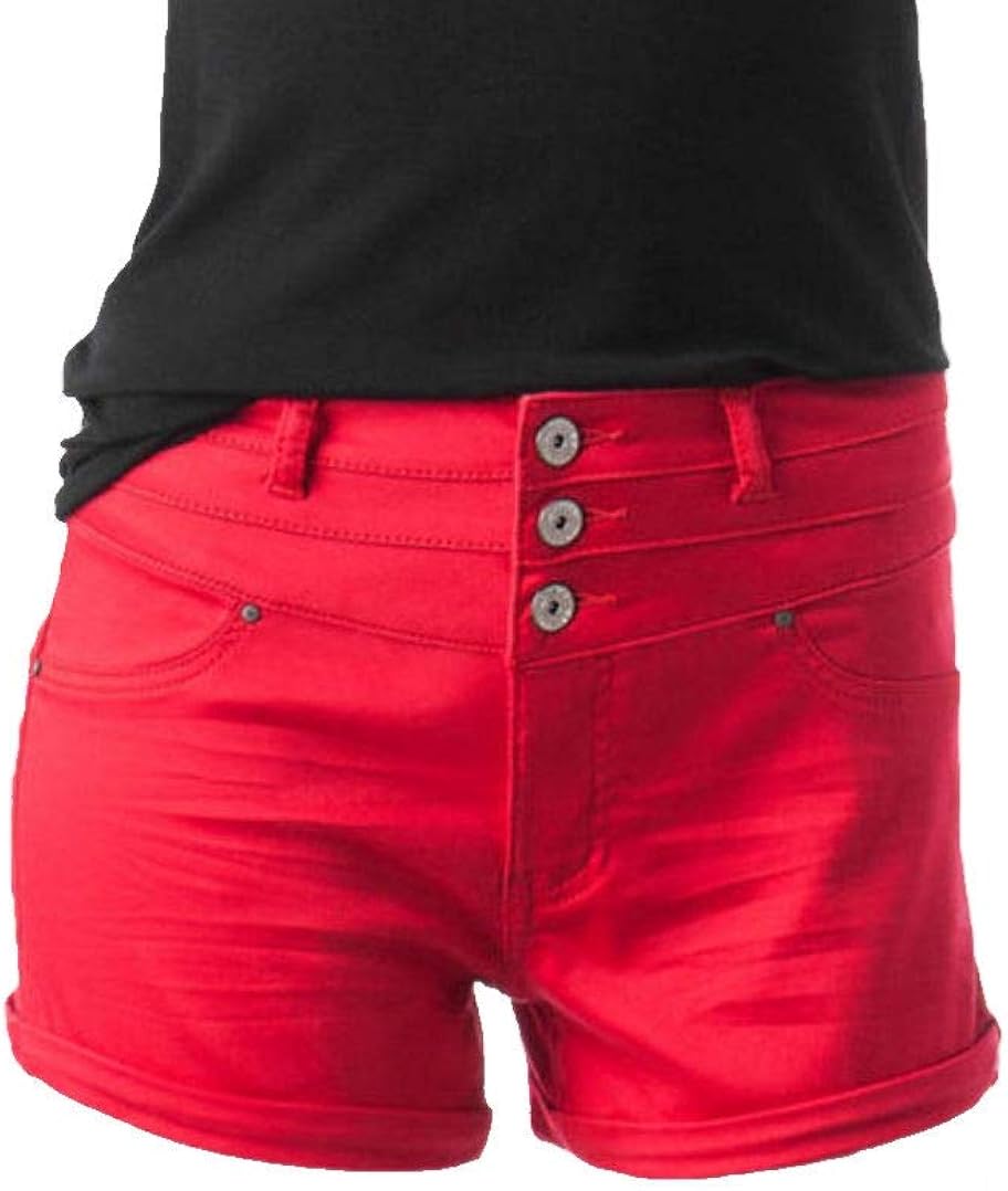 High waisted red shorts Clearance