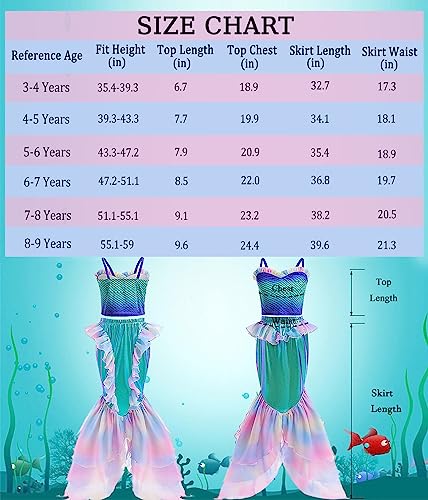 Hitormoon Little Mermaid Costume Dress For Girls Kids Ariel Princess Dress Up Birthday Cosplay Halloween Costumes With Headband,Glasses,Necklace,Wand,Bag,Gloves Hn001Xs #TOP5