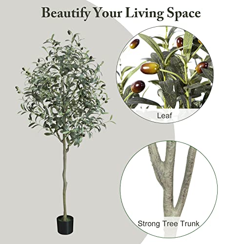 Seelinns Artificial Olive Tree 5.01Ft Fake Olive Silk Tree Large Faux Plants Indoor Tall Olive Branch And Fruits With Potted For Home Office Living Room Decor #TOP4