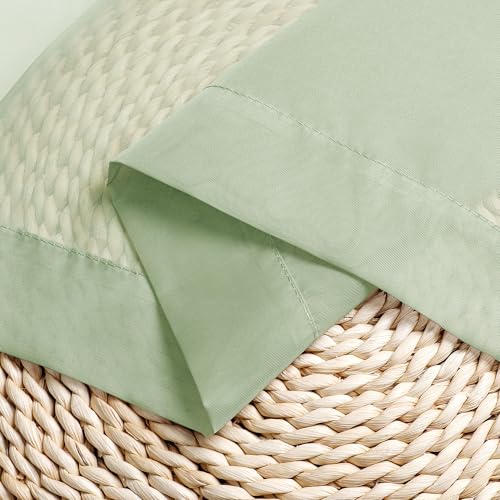 Image of Chyhomenyc Light Green Sheer Valances for Windows 2 Pack, Small Window Curtains for Living Room Bathroom Cafe Laundry Basement, Modern Top Dual Rod Pocket Voile Curtain, 42W x 14L inches