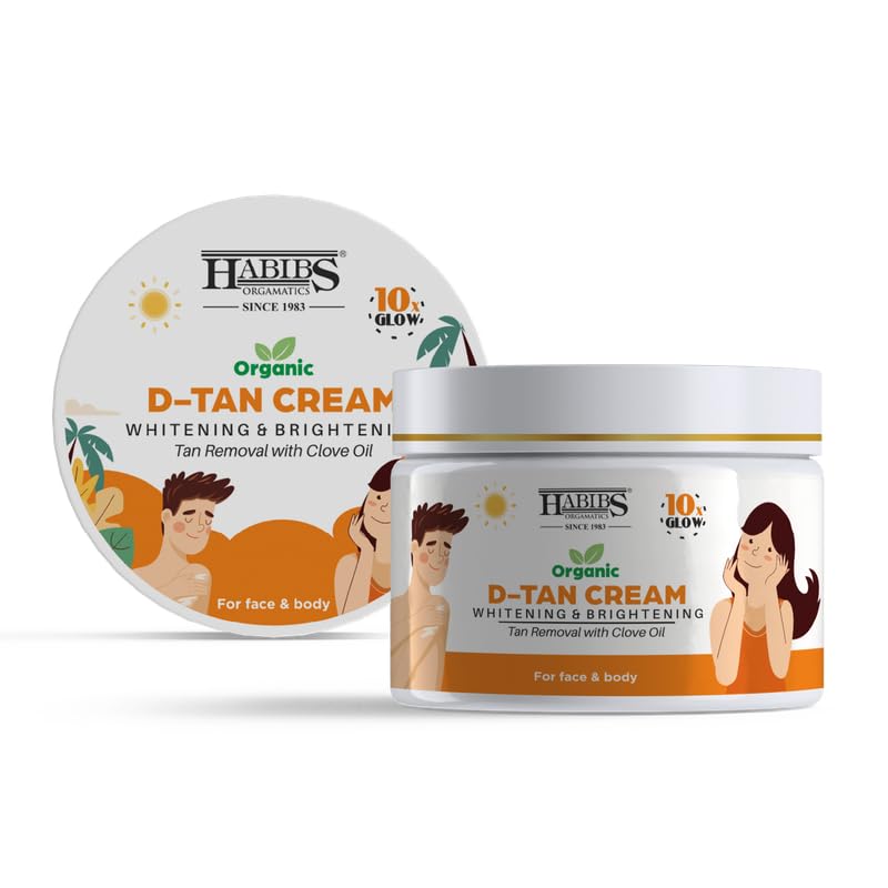 Image of Habibs Professional Natural Care D Tan Pack for Tan Removal Face Pack with Clove Oil & Eucalyptus Oil Lightening & Brightening Skin Anti-D Tan Face Pack for Glowing Skin No Parabens, Sulphates 100GM