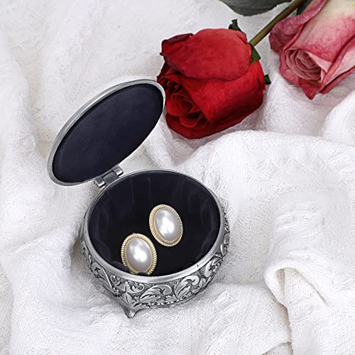 Hipiwe HPWSN00689 Metal Jewelry Box Vintage Ring Holder Trinket Organizer Small Round Earring Necklace Storage Box Jewelry Display Box Keepsake Box Decorative Jewelry Box Gift thumb #7