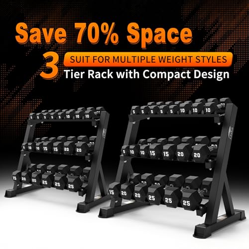 Image of Leikefitness Dumbbell Rack 3 Tier Heavy Weight Organizer Dumbbell Storage Stand Holder 1100lbs Capacity Quick Assembly Dumbbell Weight Storage Rack For Home Gym, Black (Rack Only)