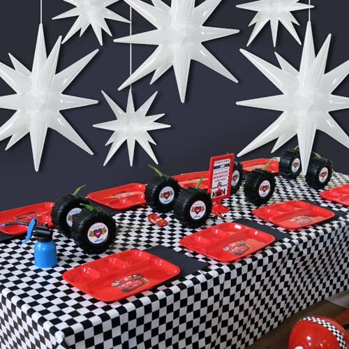 Image of TONIFUL 8 Pcs Explosion Star Balloons White Foil Balloon Party Decorations | 2 Size Mylar Star Balloon for White Party Decorations Christmas New Year Birthday Wedding Baby Shower Photo Booth Supplies
