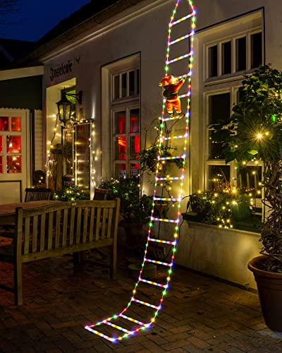 NEXVIN Christmas Ladder Lights, 9.9Ft Santa Claus Climbing Lights, 338 LED, 8 Modes, Timer Memory Function, Mains Powered for Indoor Outdoor Xmas Tree Balcony Window Decor(Multicolor)