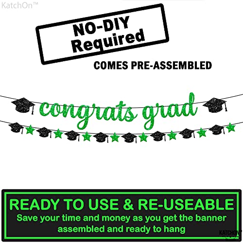 Image of Glitter Congrats Grad Banner - 10 Feet, Pre-Strung | Green Graduation Decorations 2026 | Congratulations Banner | Congratulations Graduation Banner 2026 | Graduation Party Decorations - KatchOn