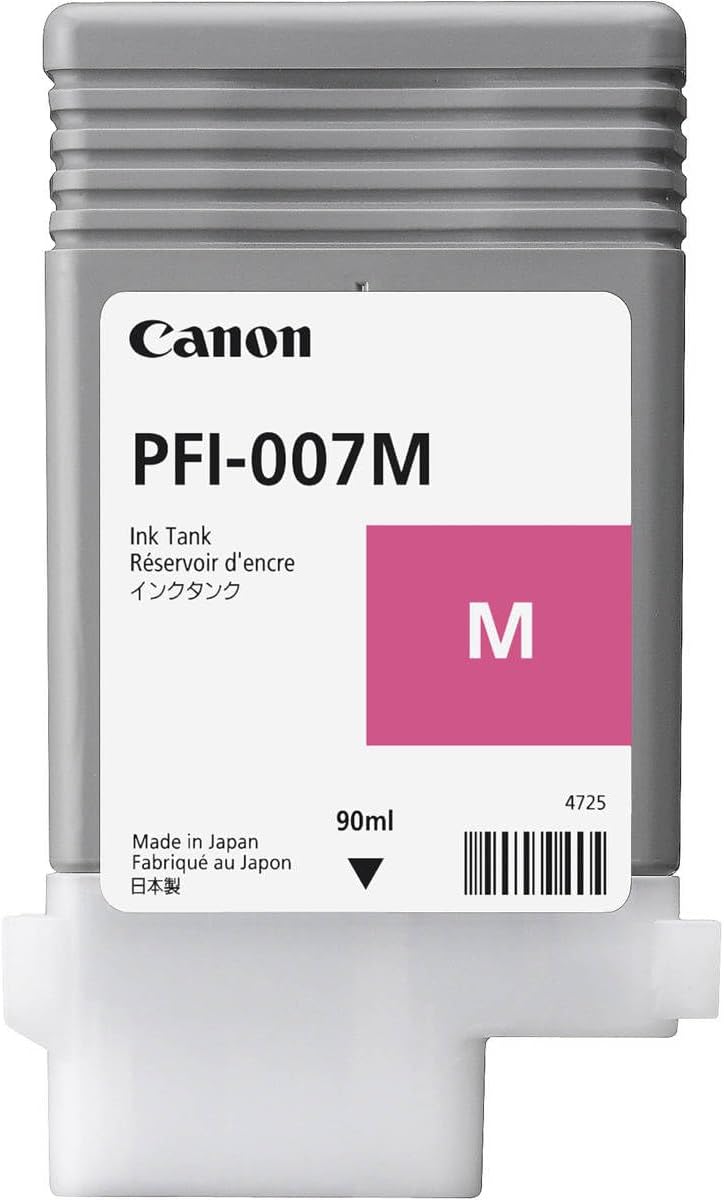 Canon 90ml Dye Ink Tank Bundle for imagePROGRAF iPF670E Printer, Consists of PFI007BK Black, PFI007C Cyan, PFI007M Magenta, PFI007MBK Matte Black, PFI-007Y Yellow