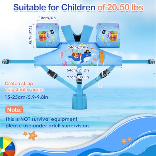 Image of MoKo Toddler Swim Vest for 20-30-50lbs, Kids Swim Arm Band